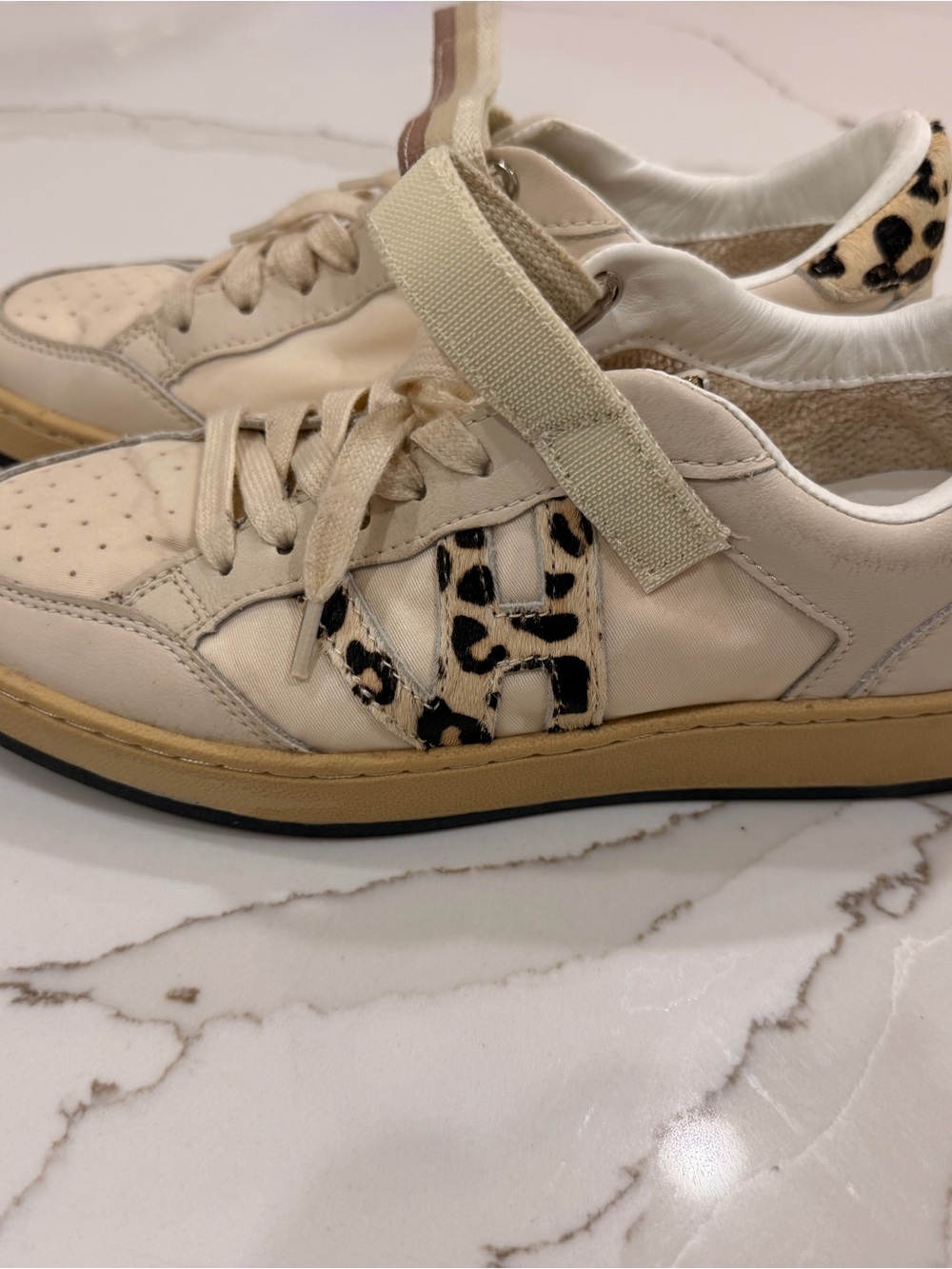 Vintage Havana Cream Sneakers with Leopard Accent